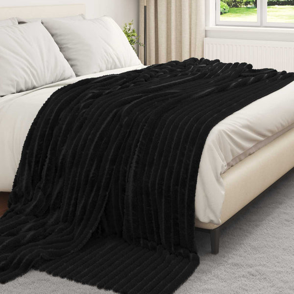 Schwarze Fleece Wohndecken, 240 x 220 cm, 6er-Set