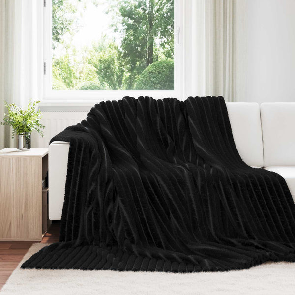 Fleece Decken Schwarz 270 x 240 cm, 6er-Set