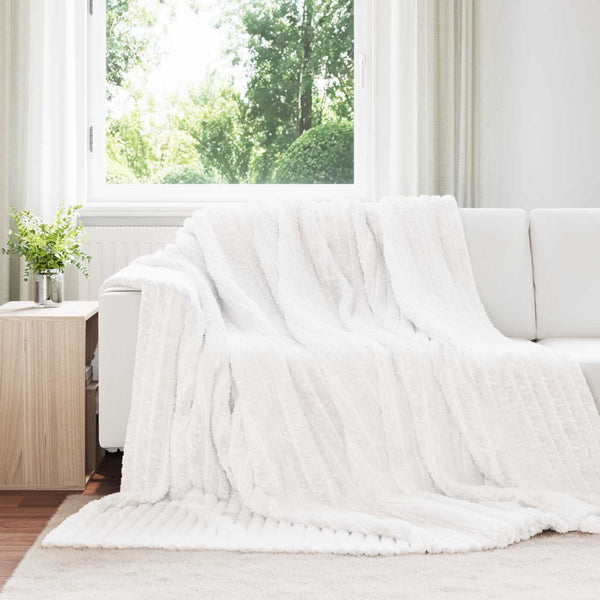 Fleece Wohndecken 6er-Set Weiß 270x240 cm