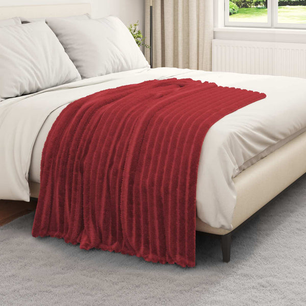 6er-Set Bordeauxrote Fleecedecken 150x130 cm