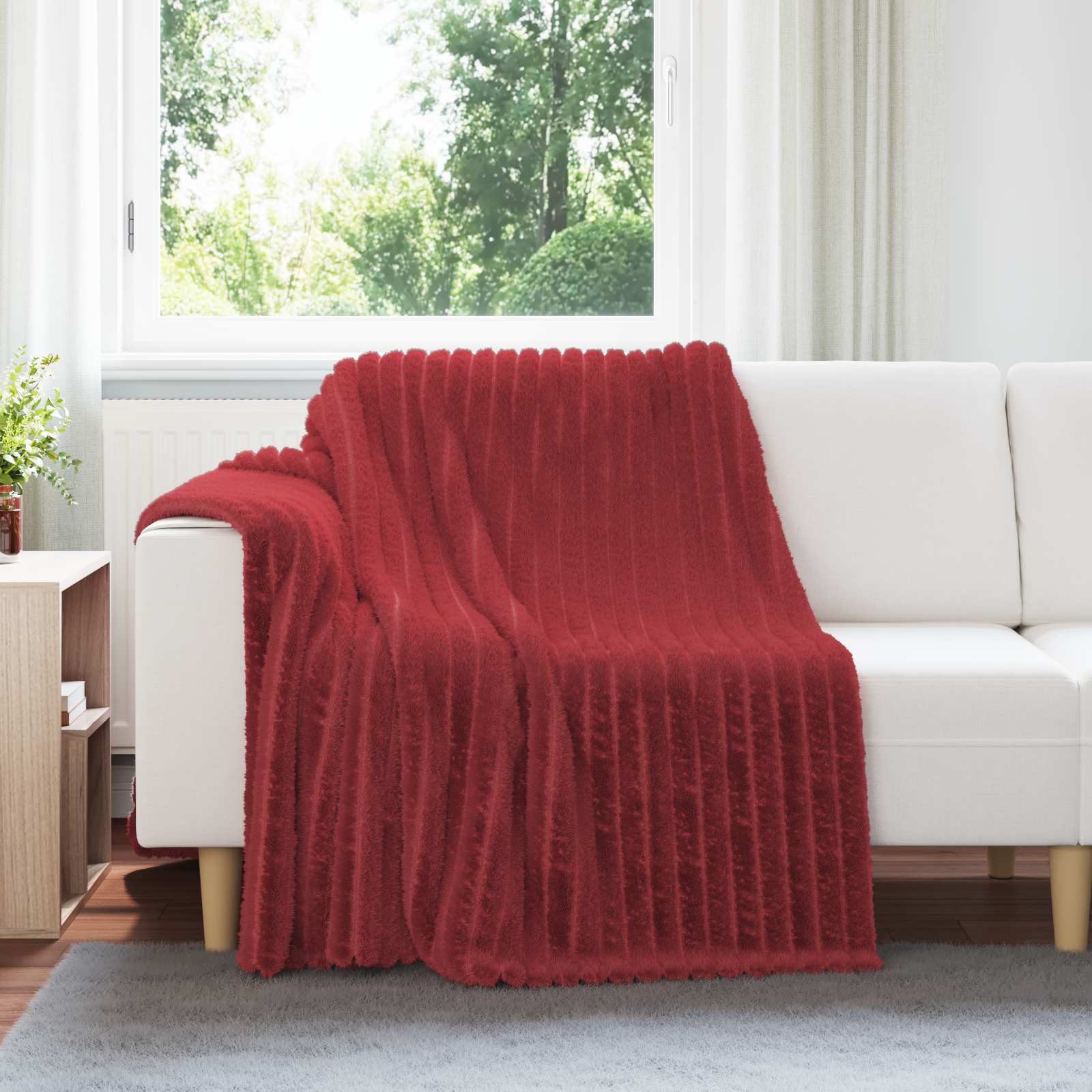 6er-Set Bordeauxrote Fleecedecken 200 x 150 cm