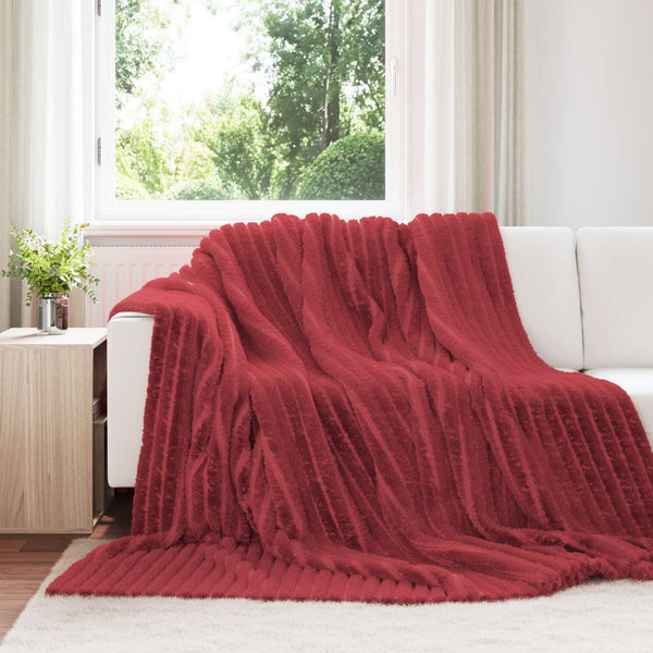 6er-Pack Bordeauxrote Fleece-Wohndecken 240x220 cm