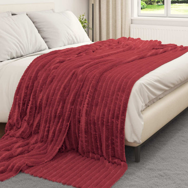 6er-Pack Bordeauxrote Fleece-Decken 270x240 cm