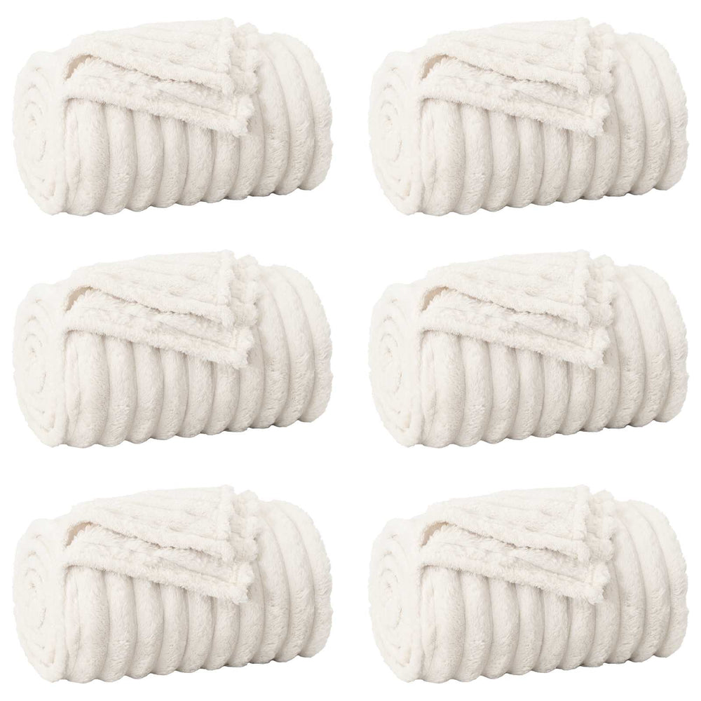 Fleece Decken 6er-Set Creme 240x220 cm