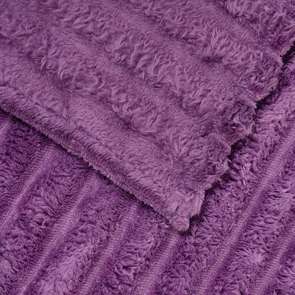 Fleece Decken Set Lila 240x220cm - 6 Stück