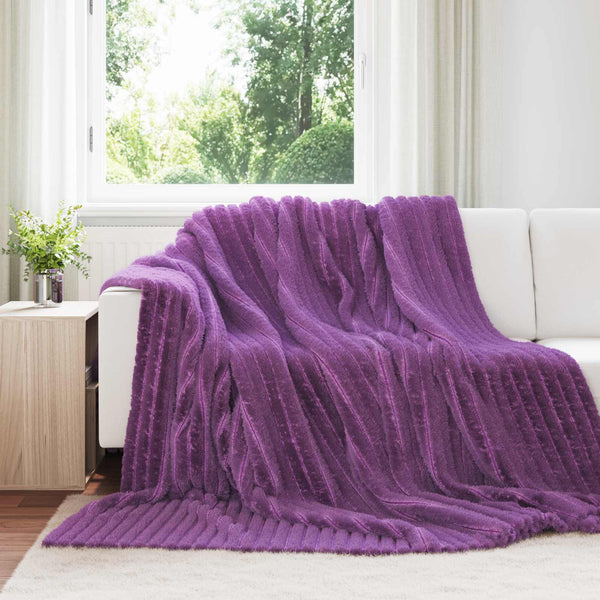 Fleece Decken Set Lila 240x220cm - 6 Stück