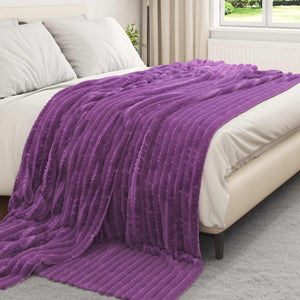 Fleece Decken Set Lila 240x220cm - 6 Stück