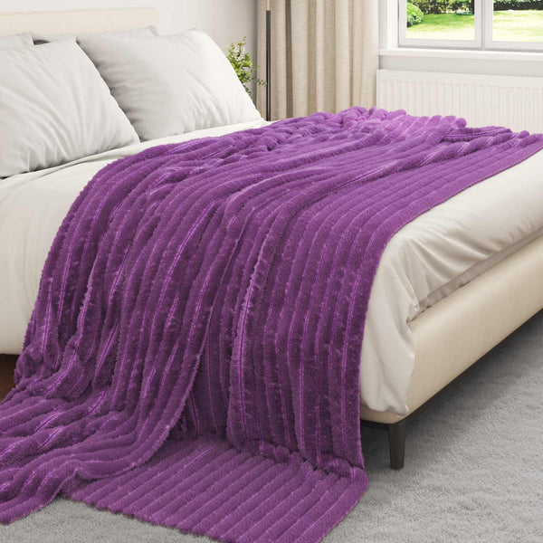 Fleece Decken Set Lila 240x220cm - 6 Stück