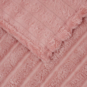 Rosa Fleece Decken 6er-Set, 200x150 cm