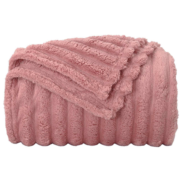 Rosa Fleece Decken 6er-Set, 200x150 cm