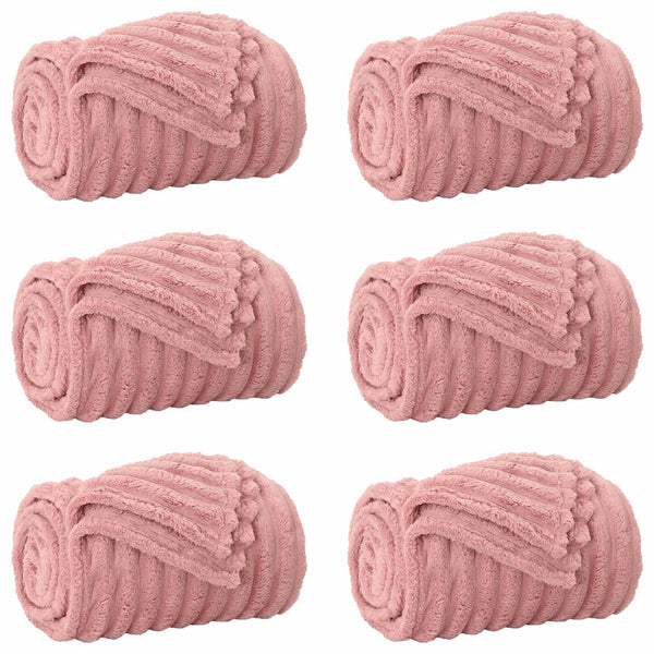 6er-Pack Rosa Fleece Decken 240x220 cm