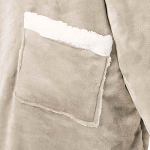 Beige Decken-Hoodie Fleece Flanell - M