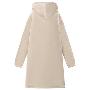 Beige Decken-Hoodie Fleece Flanell - M
