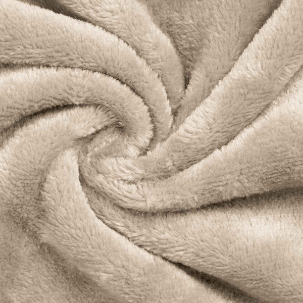 Beige Decken-Hoodie Fleece Flanell - M