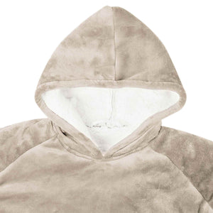 Beige Decken-Hoodie Fleece Flanell Größe L