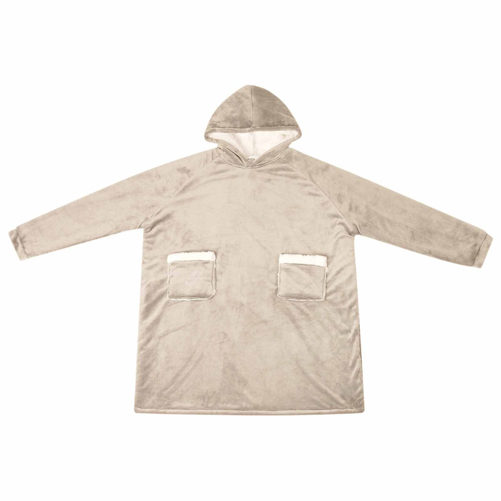 Beige Decken-Hoodie Fleece Flanell Größe L