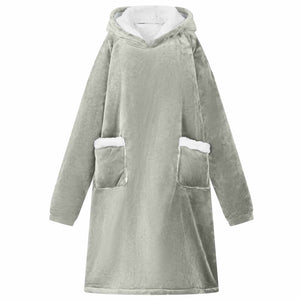 Decken-Hoodie Grau L Fleece Flanell