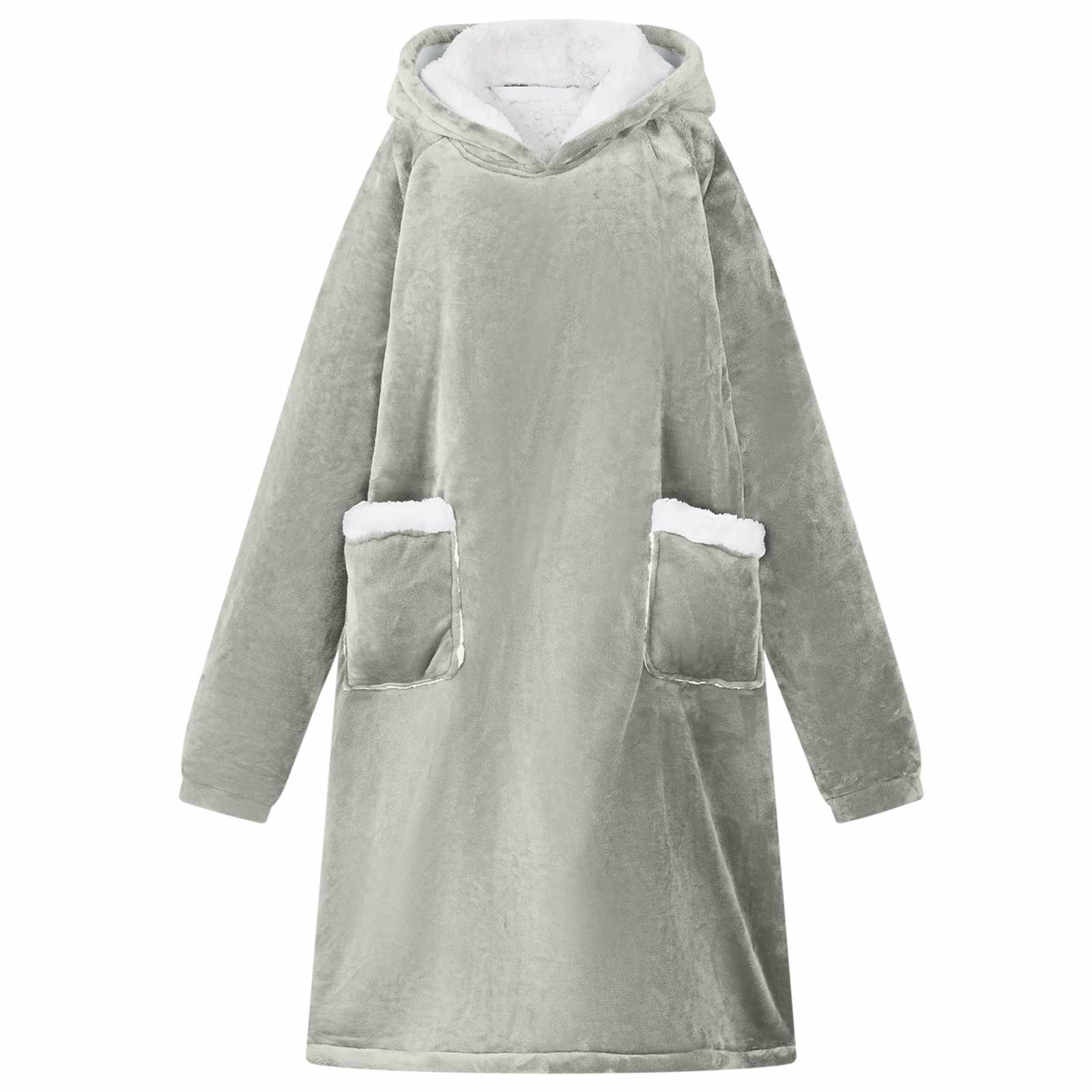 Decken-Hoodie Grau L Fleece Flanell