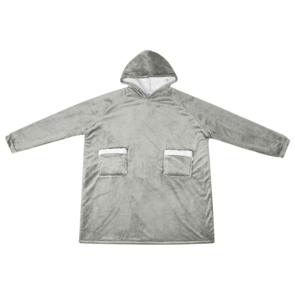 Decken-Hoodie Grau L Fleece Flanell