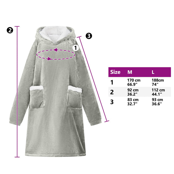 Decken-Hoodie Grau L Fleece Flanell