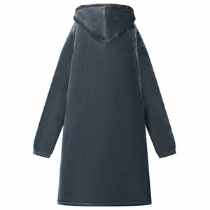 Marineblauer Decken-Hoodie Fleece Flanell L