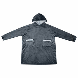 Marineblauer Decken-Hoodie Fleece Flanell L