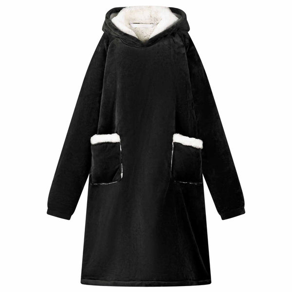 Decken-Hoodie Schwarz M Fleece Flanell