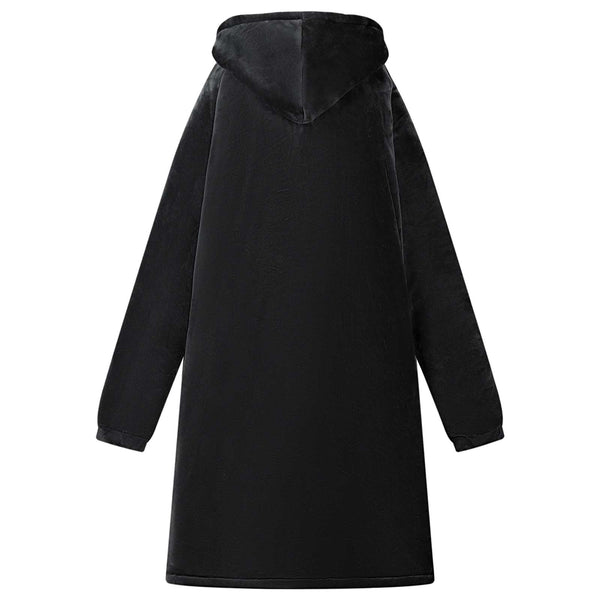 Decken-Hoodie Schwarz M Fleece Flanell