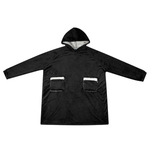 Decken-Hoodie Schwarz M Fleece Flanell