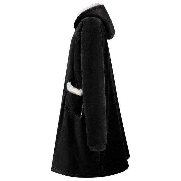 Decken-Hoodie Schwarz M Fleece Flanell