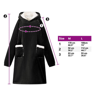 Decken-Hoodie Schwarz M Fleece Flanell