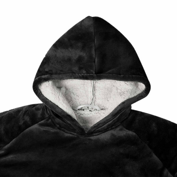 Decken-Hoodie Schwarz Fleece Flanell