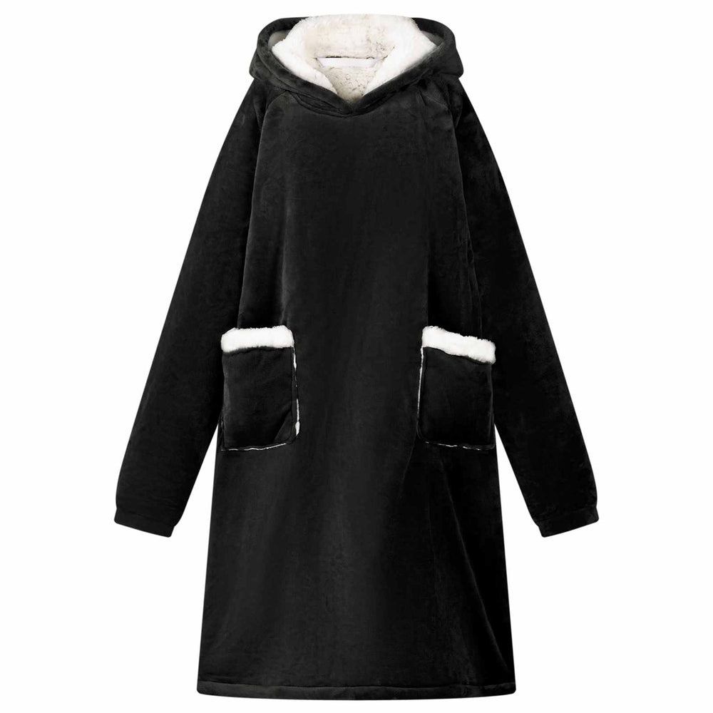 Decken-Hoodie Schwarz Fleece Flanell
