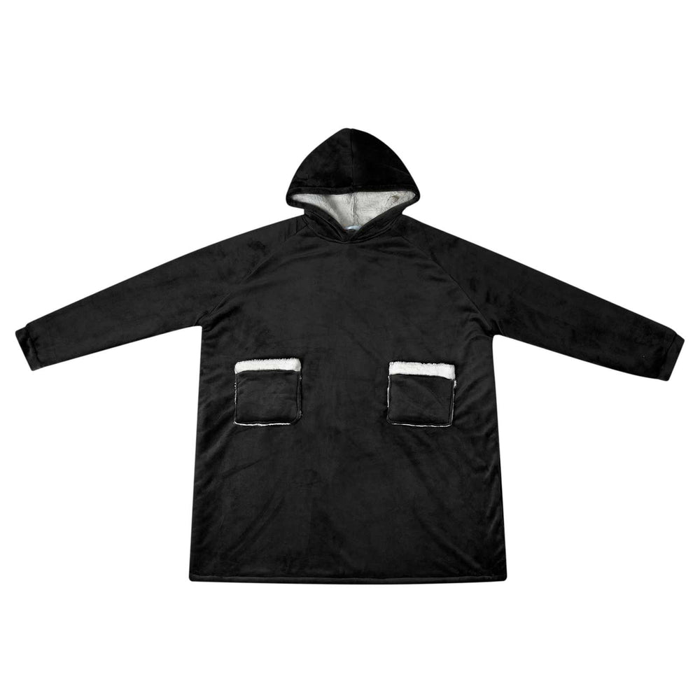 Decken-Hoodie Schwarz Fleece Flanell
