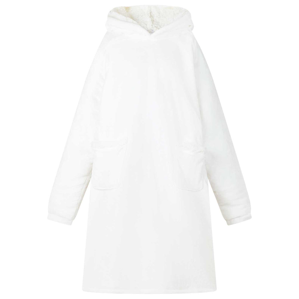 Decken-Hoodie Weiß M Fleece Flanell