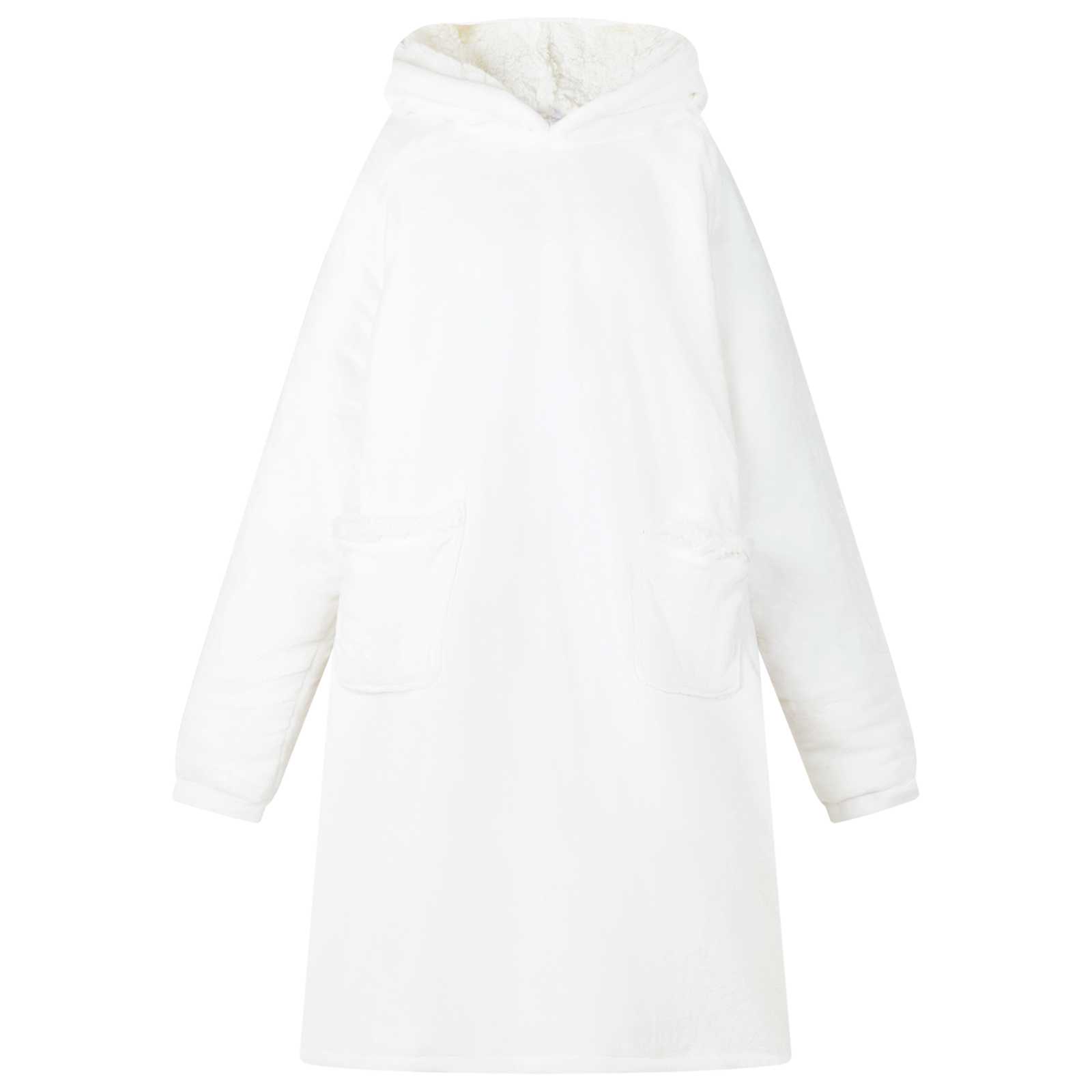 Decken-Hoodie Weiß Fleece Flanell L