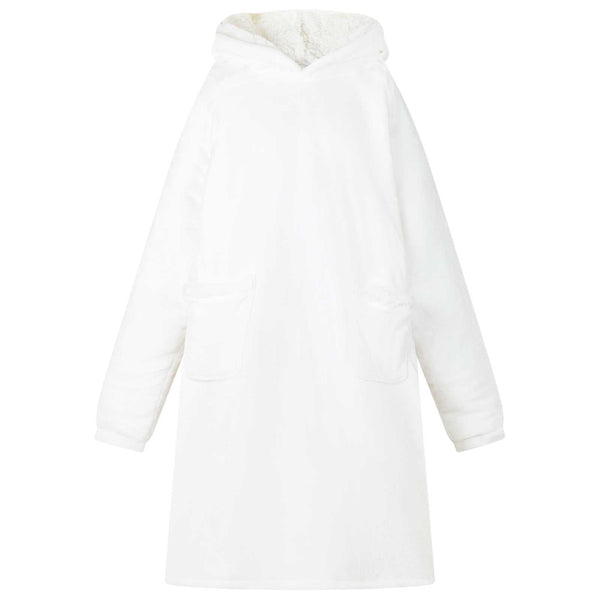 Decken-Hoodie Weiß Fleece Flanell L