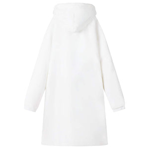 Decken-Hoodie Weiß Fleece Flanell L