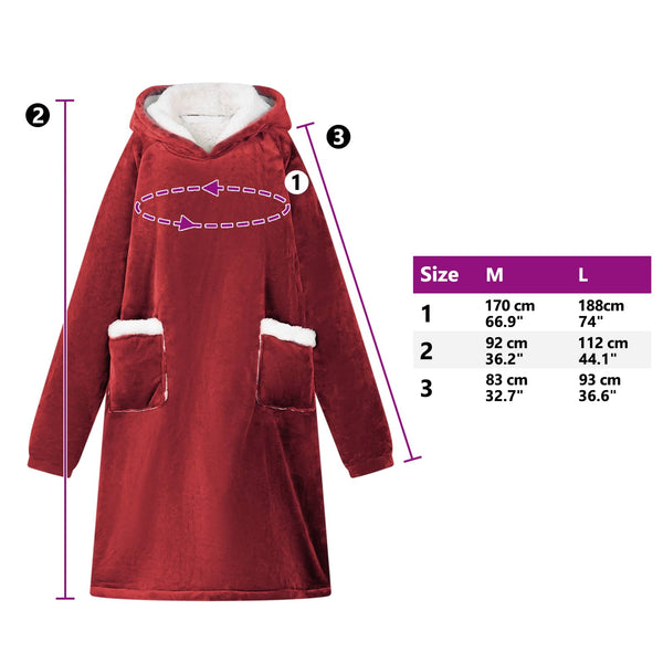 Decken-Hoodie Bordeauxrot L