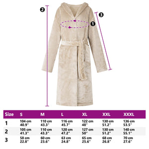 Beige Flanell Hoodie Bademantel - S