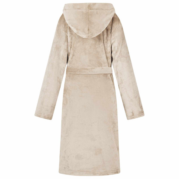 Bademantel Hoodie Beige M Flanell