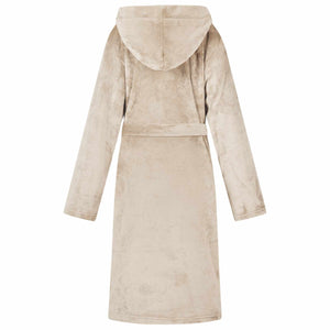 Beige Flanell Bademantel Hoodie XXXL