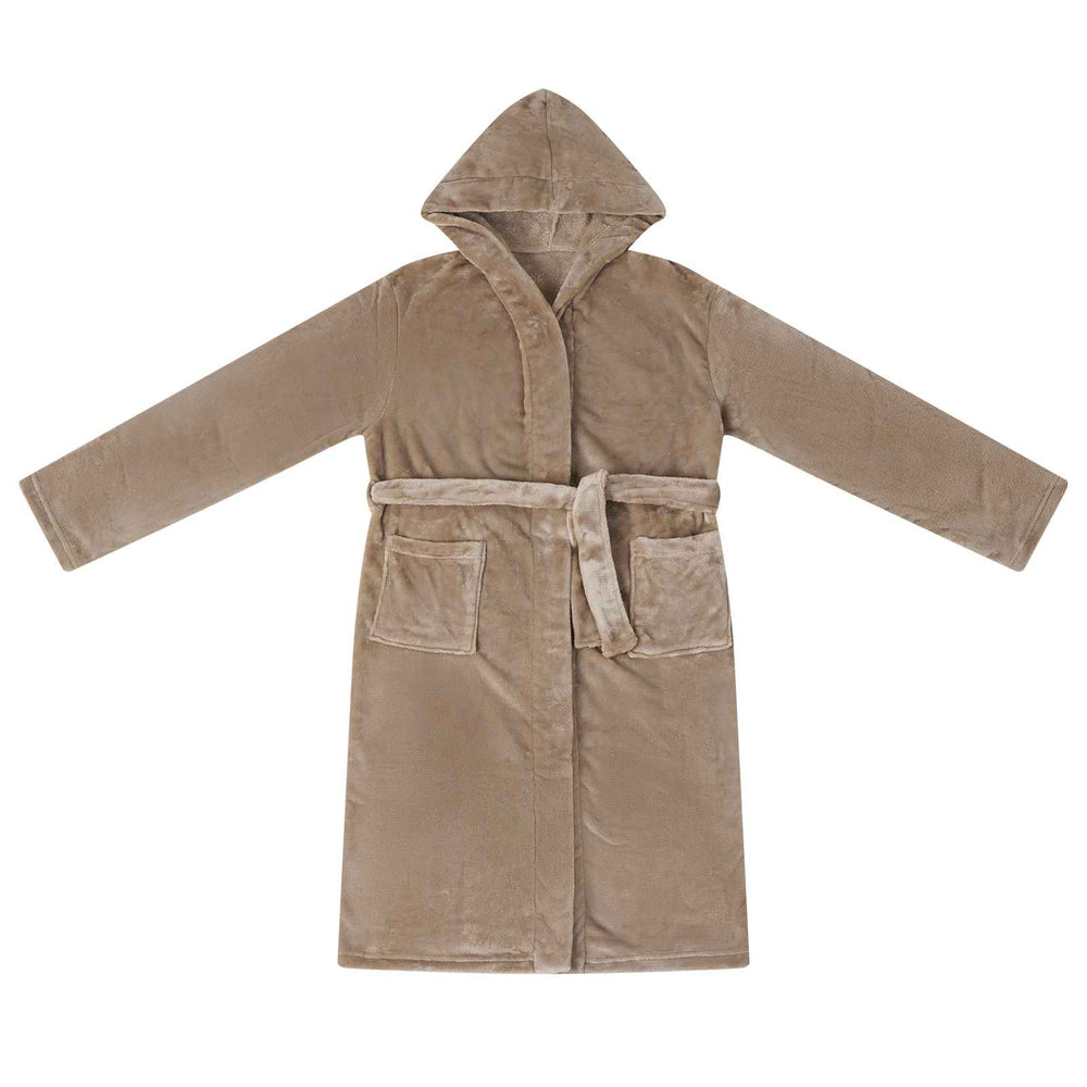 Kamel Flanell Hoodie Bademantel - S