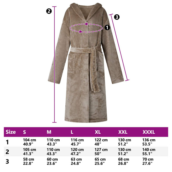 Kamel Flanell Hoodie Bademantel - S