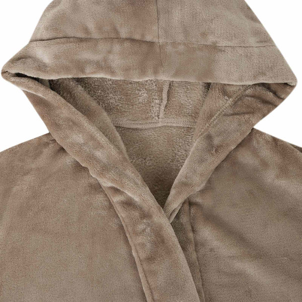 Flanell Bademantel Hoodie Kamel L
