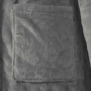 Flanell Bademantel Hoodie Dunkelgrau M