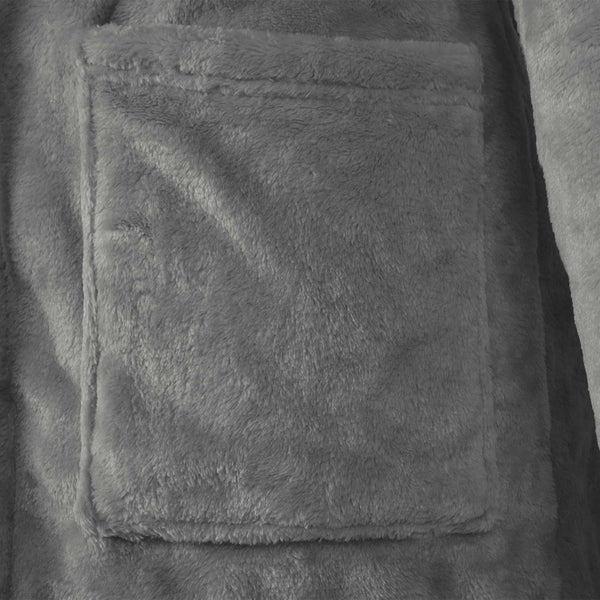 Dunkelgrauer Flanell Hoodie Bademantel - XL