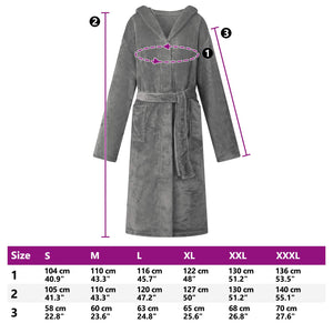 Dunkelgrauer Flanell Hoodie Bademantel - XL