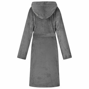 XXL Flanell Bademantel Hoodie Dunkelgrau
