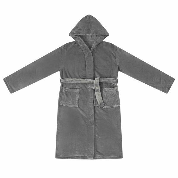Dunkelgrauer Flanell Bademantel Hoodie XXXL
